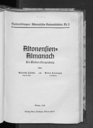 Altonensien-Almanach : ein Bücher-Verzeichnis