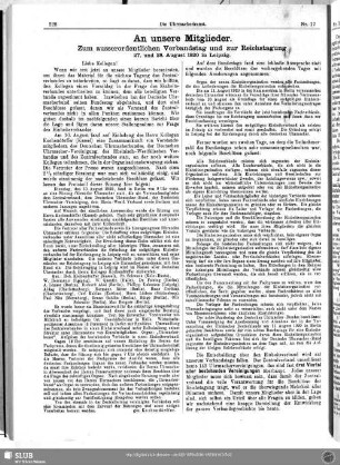 An unsere Mitglieder : Zum ausserordentlichen Verbandstag und zur Reichstagung 27. und 28. August 1920 in Leipzig
