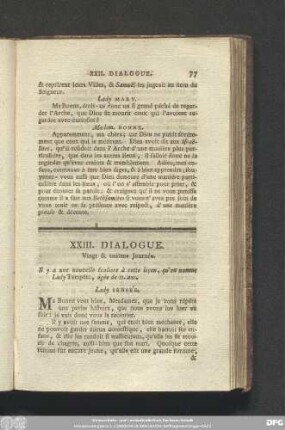 XXIII. Dialogue. Vingt & unième Journée.