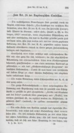 295-308 Zum Art. 28 der Augsburgischen Confession