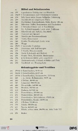 Möbel und Schnitzereien (Nr. 235-258)