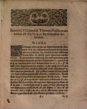 Conclusionum Theoretico-Practicarum. Ad Institutiones Juris, Exercitatio Ad Lib. IV. Tit. VI. @. 31. De Actionibus Arbitrariis