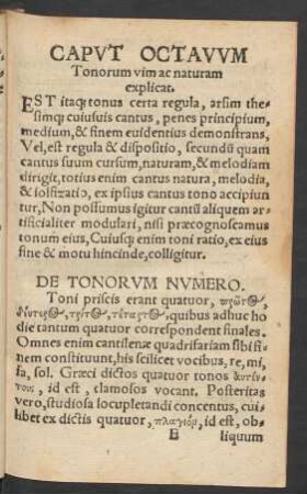 Caput Octavum Tonorum vim ac naturam explicat.