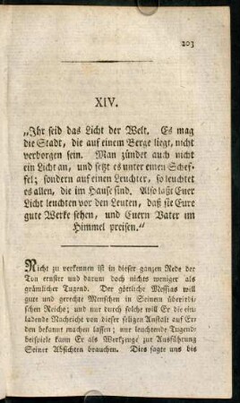 203-218, XIV. "Ihr seid das Licht der Welt...