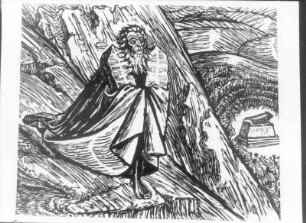 Moses auf dem Sinai : Moses auf dem Sinai. Holzschnitt; 36,4 x 44,8 cm (Bildfeld) (1928; E. Barlach)