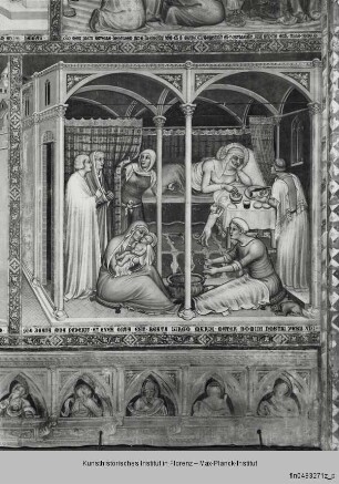 Fresken der Chorkapelle : Marienzyklus : Geburt Mariens