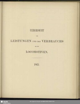 Uebersicht der Leistungen und des Verbrauchs bei den Locomotiven : 1862
