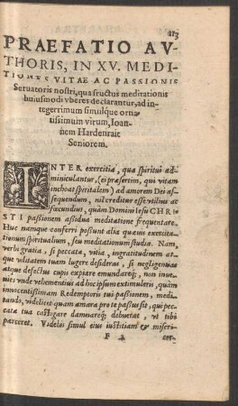 Praefatio Authoris, In XV. Meditationes Vitae Ac Passionis Servatoris nostri ...