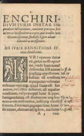 De Iuris Definitione et eius divisione.