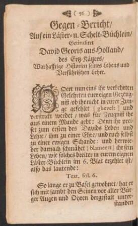 Gegen-Bericht, Auf ein Läster und Schelt-Büchlein.