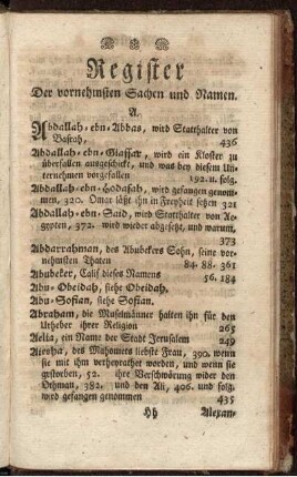Register der vornehmsten Sachen und Namen