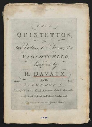 Four quintettos for two violins, two tenors, & a violoncello