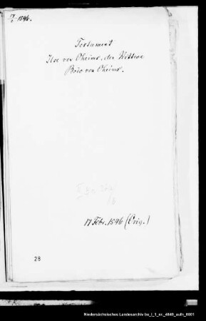 Testament der Ilse, Witwe des Bade von Oheimb