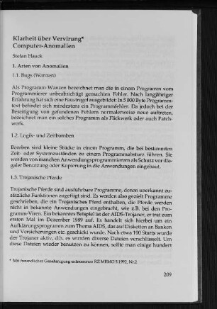 Klarheit über Vervirung : Computer-Anomalien