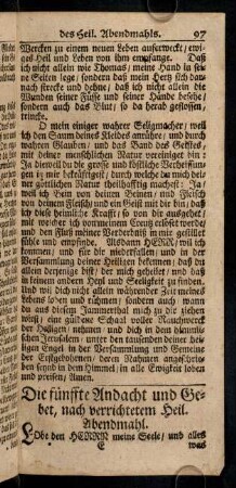 97-104, Die fünffte Andacht und Gebet, nach verrichtetem Heil. Abendmahl.