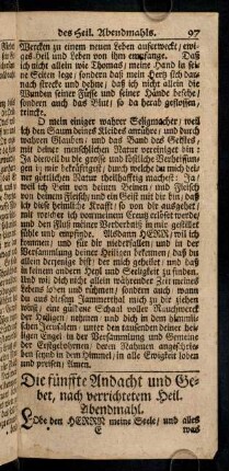 97-104, Die fünffte Andacht und Gebet, nach verrichtetem Heil. Abendmahl.