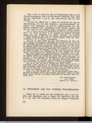 18. Abtransport nach dem westlichen Kriegsschauplatz