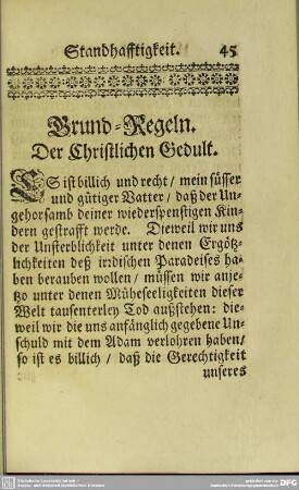 Grund-Regeln Der Christlichen Gedult