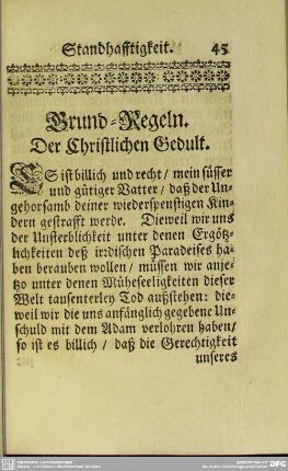 Grund-Regeln Der Christlichen Gedult