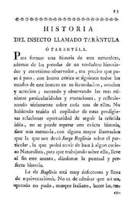 HISTORIA DEL INSECTO LLAMADO TARÁNTULA Ó TARANTÉLA.