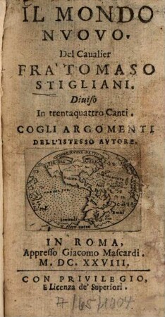 Il mondo nuovo : Diviso in 34 canti