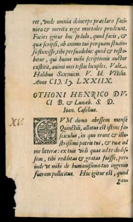 Othoni Henrico Duci B. et Lunaeb. S. D. Ioan. Caselius.