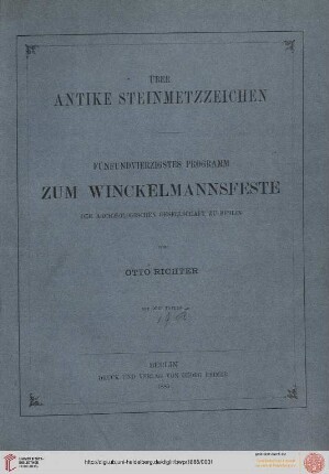 Band 45: Programm zum Winckelmannsfeste der Archäologischen Gesellschaft zu Berlin: Über antike Steinmetzzeichen