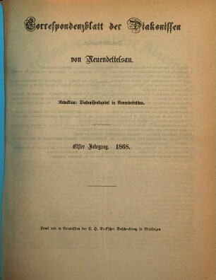 Korrespondenzblatt der Diakonissen von Neuendettelsau. 11. 1868