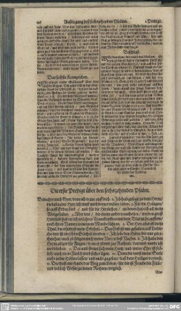 Die Predigten über den sechszehenden Psalm
