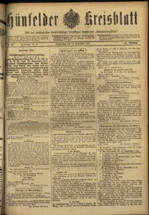 Ausgabe vom Donnerstag, den 12. September 1918.