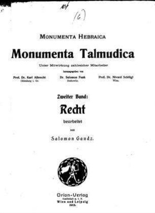 In: Monumenta talmudica ; Band 2