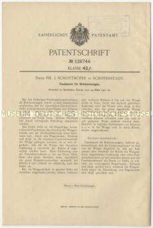 Patentschrift eines Fundamentes für Brückenwaagen, Patent-Nr. 126744