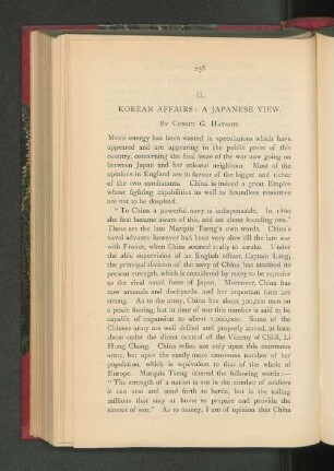 II. Korean Affairs. A Japanese View.