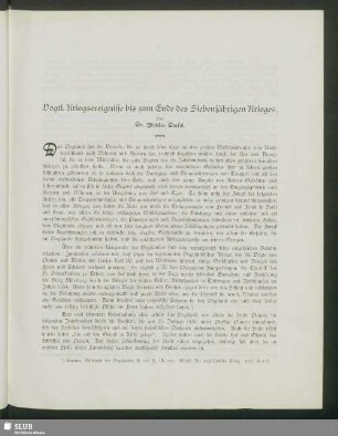 Vogtl. Kriegsereignisse bis zum Ende des Siebenjährigen Krieges