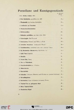 Porzellane und Kunstgegenstände (Nr. 1-100)