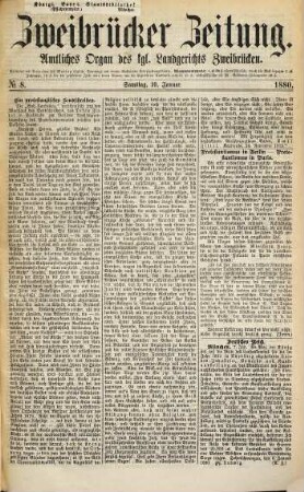 Zweibrücker Zeitung. 1880, 1 - 6