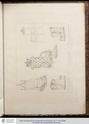 Abbildung: The Ancient Coronation Chair, called St. Edward´s; the Chair of State; Litany Chair, and Fald-stools.