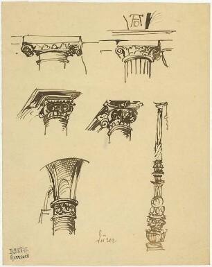 Baudetails aus einem Werk Dürers, Kapitelle und Stütze