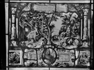 Schloß Eberstein Glasmalerei im Rondell Glasfenster aus der Molsheimer Kartusche Heiliger Onuphirus (um 1624)
