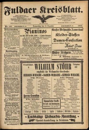 Zweite Ausgabe vom Donnerstag, den 18. Dezember 1902.