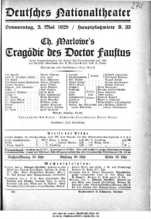 Ch. Marlowe's Tragödie des Doctor Faustus