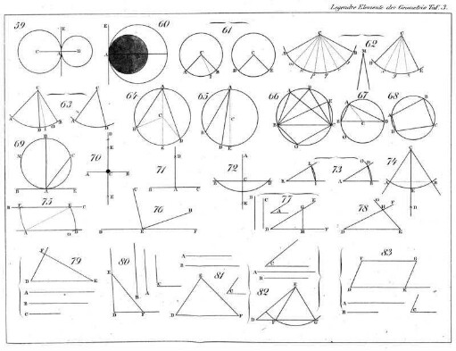 Tafel 3, Elemente der Geometrie, Figuren 59 - 83.