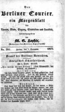 No. 260, Freitag, den 7. December 1827