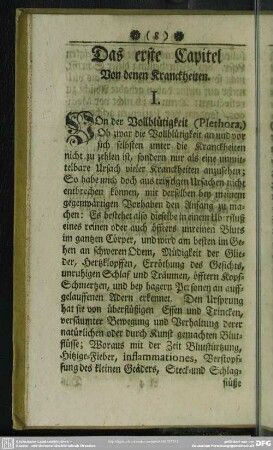 Das erste Capitel Von denen Kranckheiten