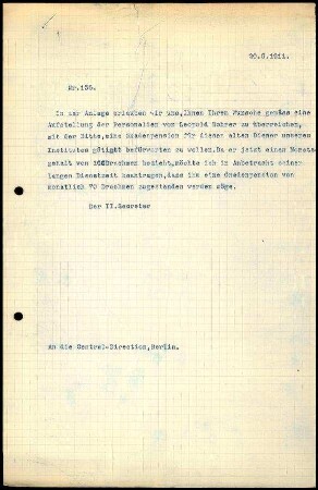 Bericht des zweiten Sekretars an das General-Sekretariat