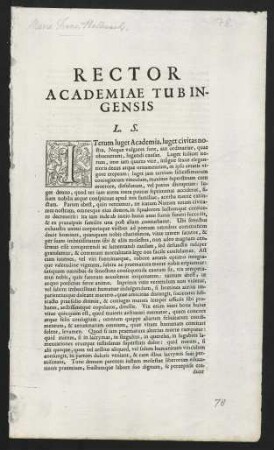 Rector Academiae Tubingensis L. S.