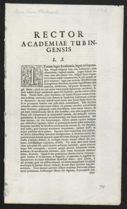 Rector Academiae Tubingensis L. S.
