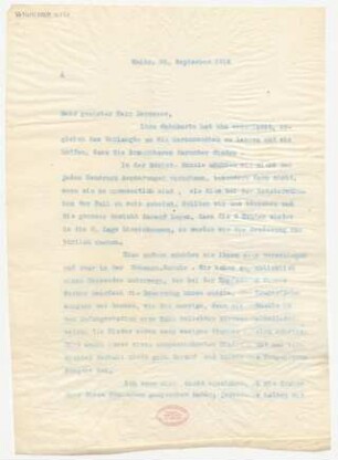 Brief an Heinrich Dessauer : 28.09.1912