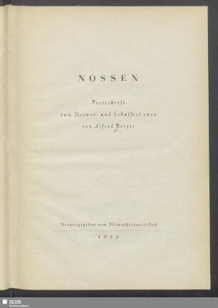 Nossen : Festschrift zum Heimat- und Schulfest 1956