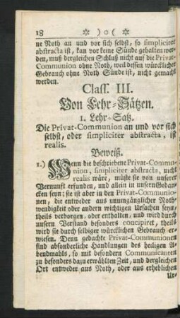 Class. III. Von Lehr-Sätzen